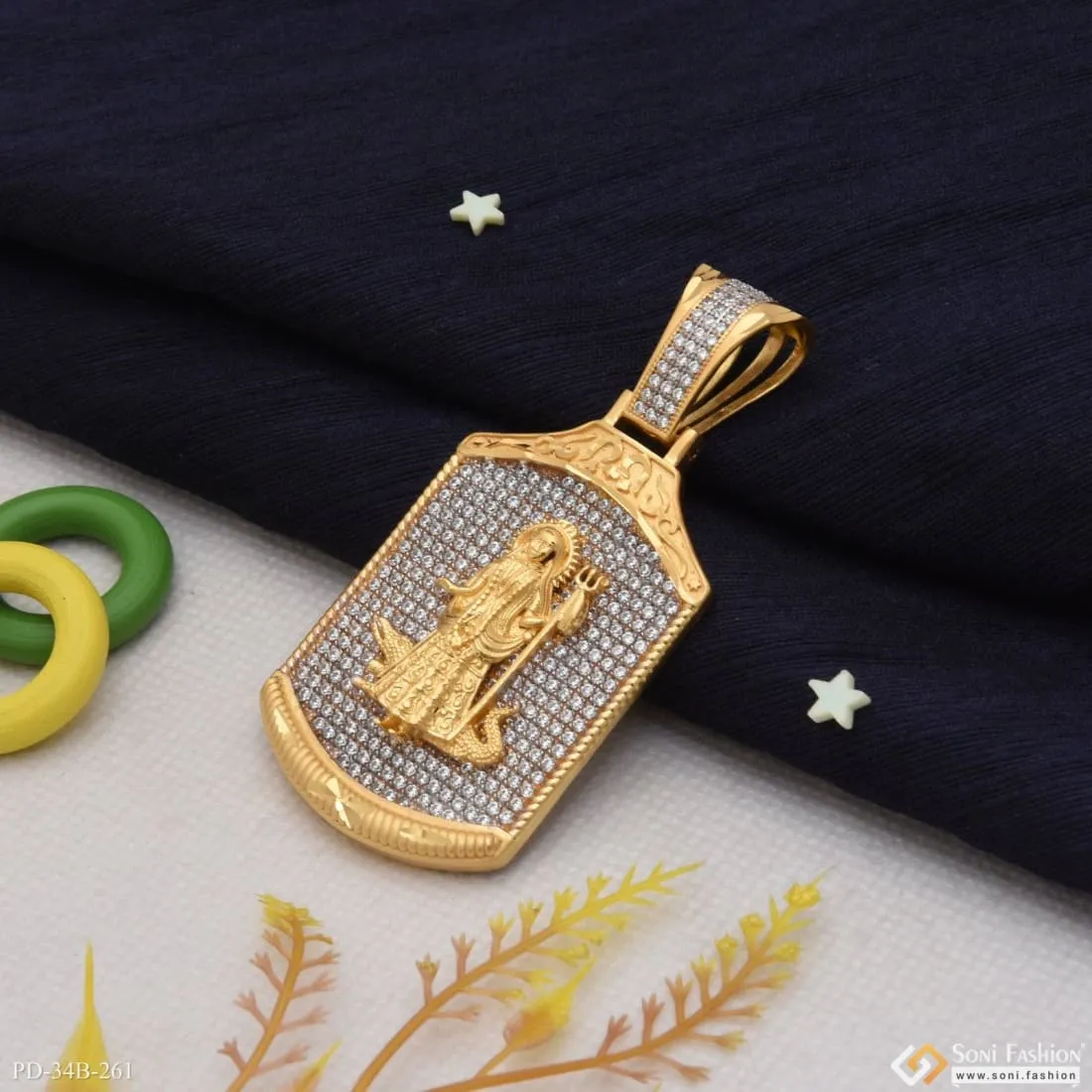 1 Gram Gold Forming Khodiya Maa With Diamond Glittering Design Pendant - Style B261