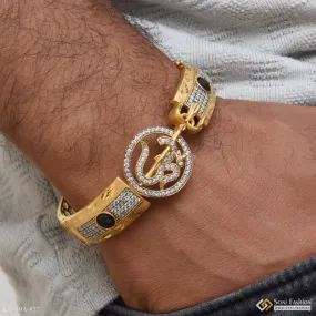 1 Gram Gold Forming Om with Diamond Artisanal Design Kada for Men - Style A827