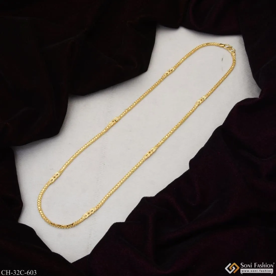 1 Gram Gold Plated 2 In 1 Superior Quality Unique Design Chain for Men - Style C603