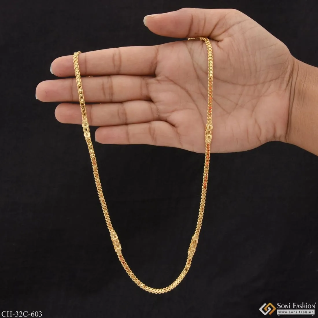 1 Gram Gold Plated 2 In 1 Superior Quality Unique Design Chain for Men - Style C603