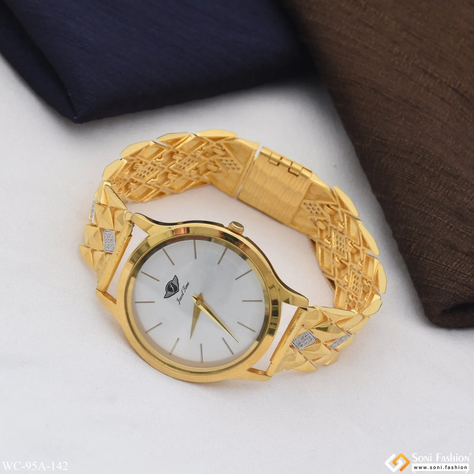 1 Gram Gold Plated Chic Design Superior Quality Watch for Men - Style A142