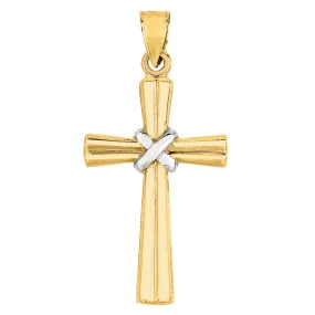 14k 2 Tone Gold Shiny Finish Cross Pendant