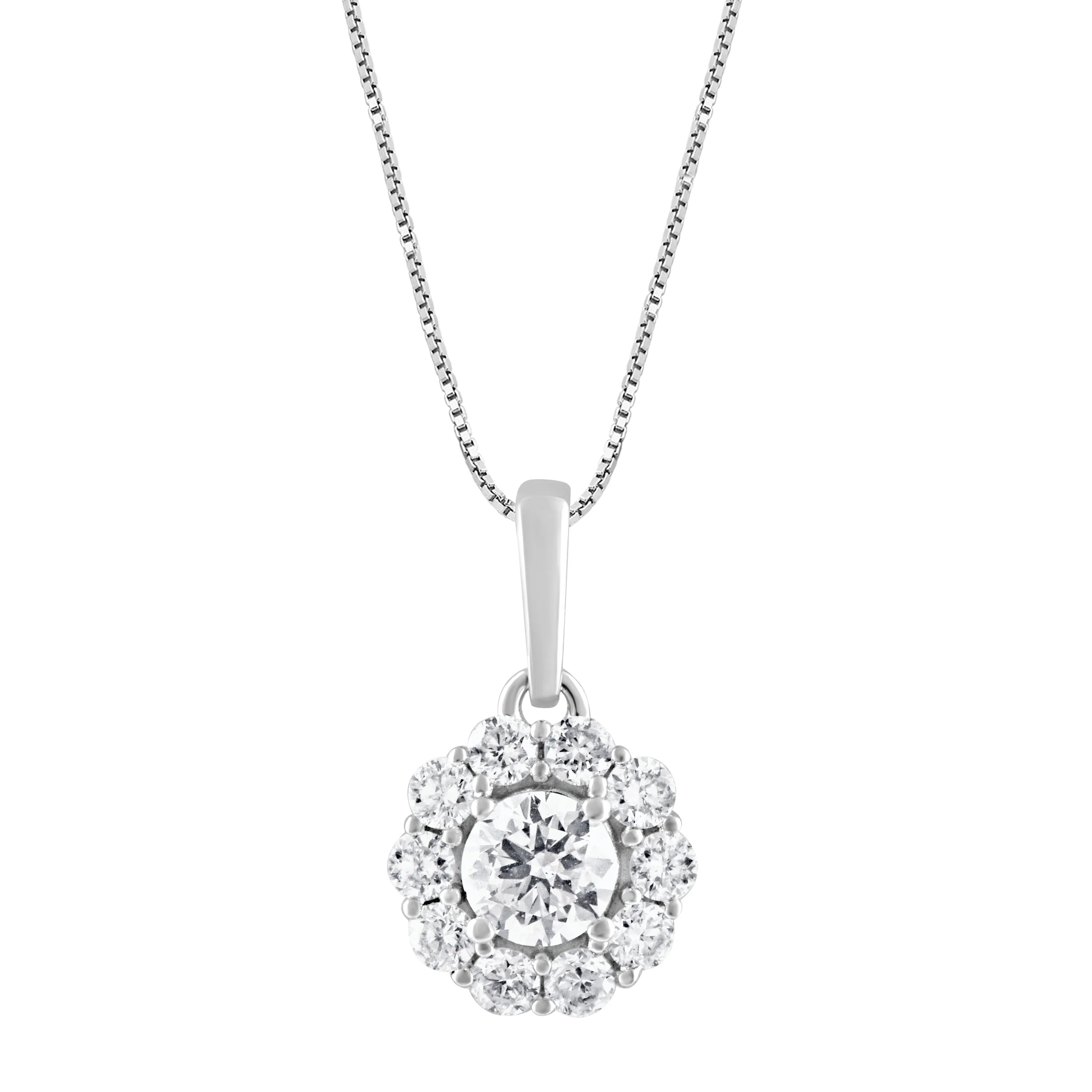 14KT white gold and diamond pendant on 18 inch chain