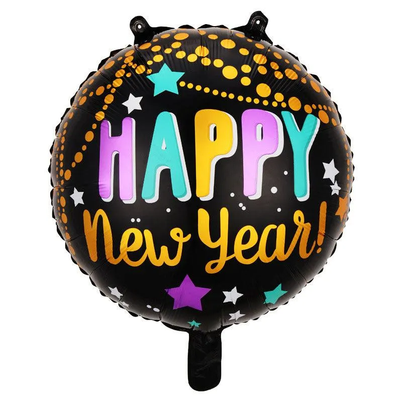 18 Inch Happy New Year Round Aluminum Film Ball Background Wall Decoration Party