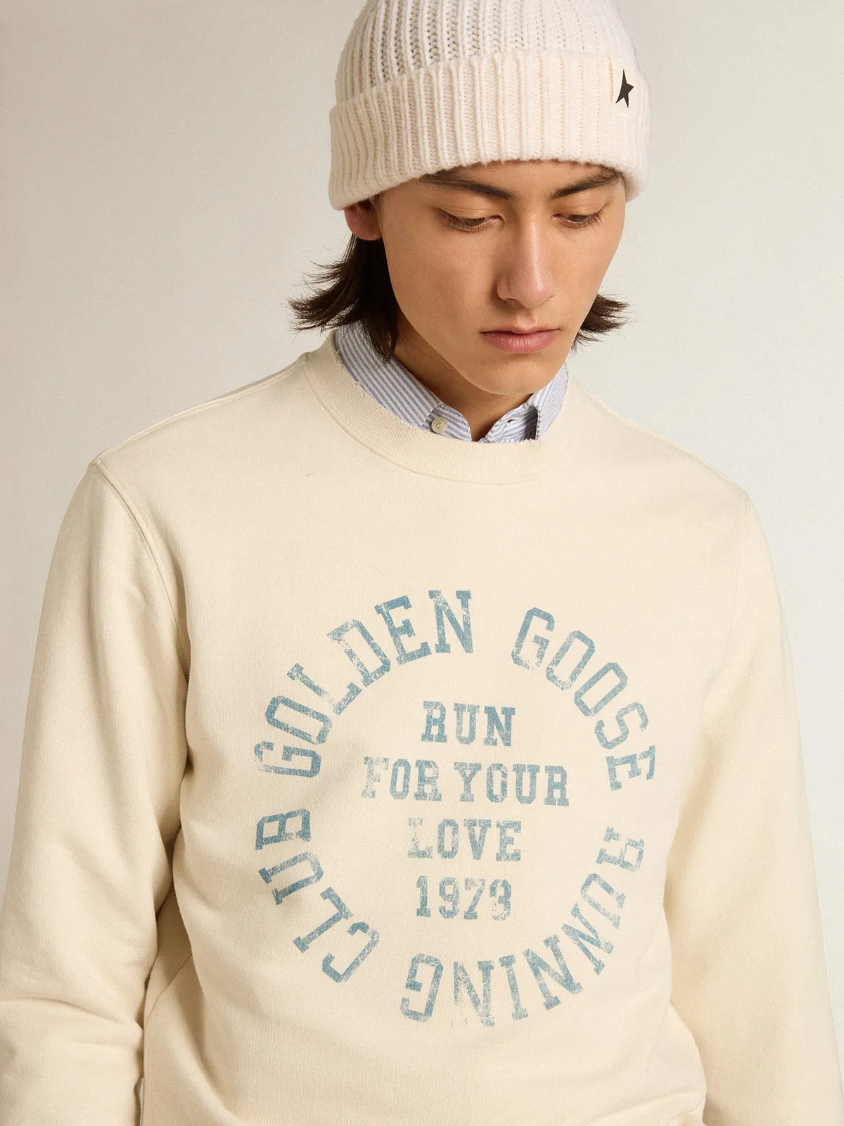 Aged white cotton sweatshirt