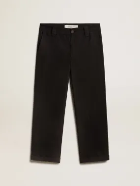 Black cotton gabardine chinos