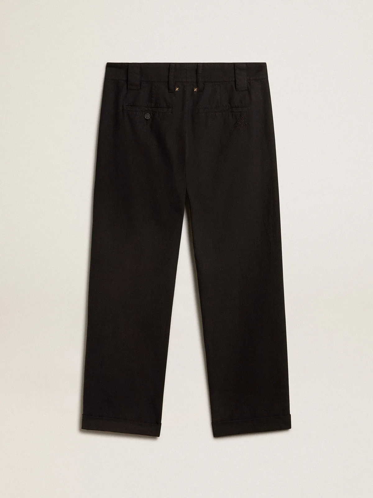 Black cotton gabardine chinos