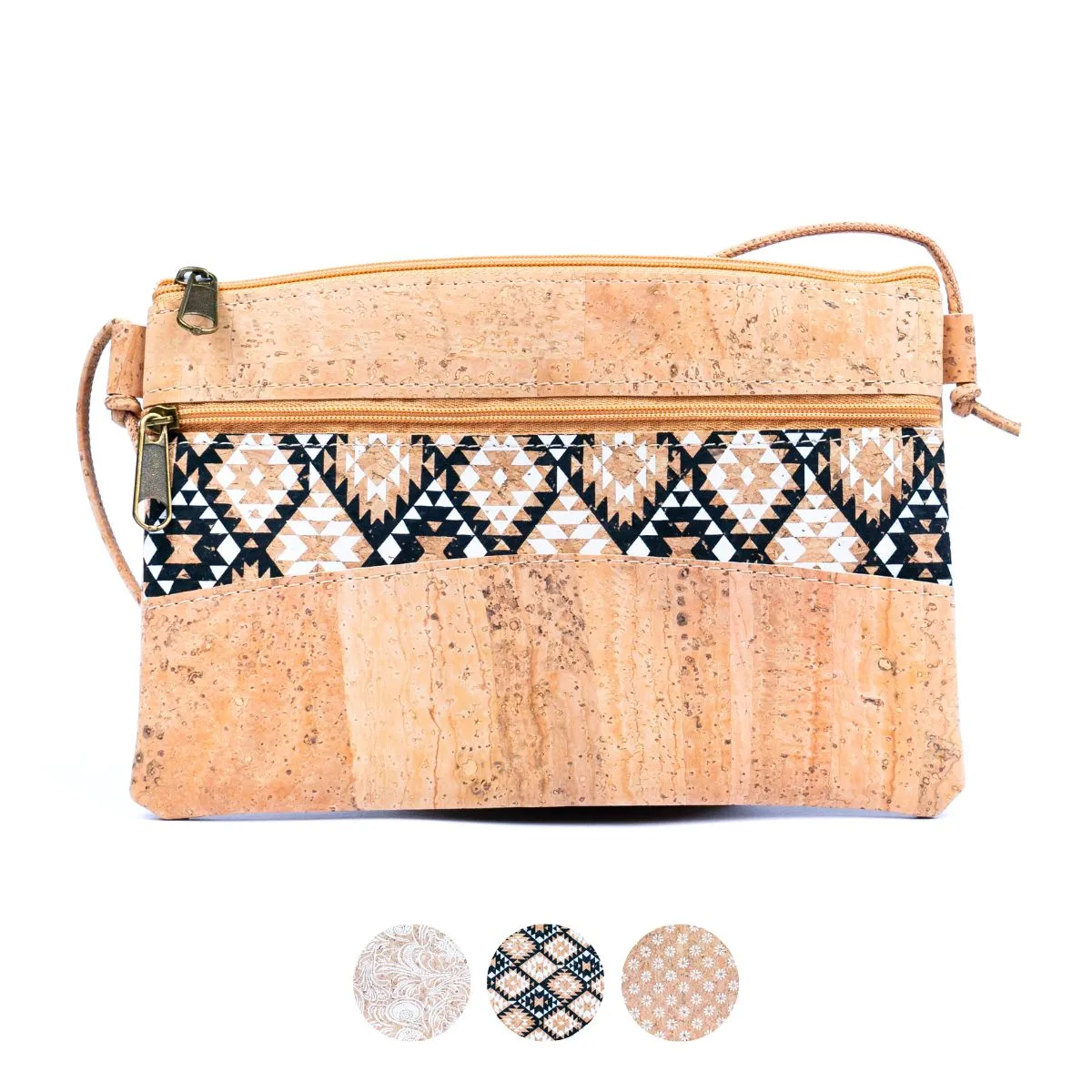 Boho-Chic Cork Cell Phone Pouch with Geometric Accents BAGP-260 (5units）