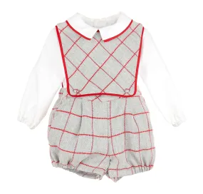 Boys Holiday Gray Check Romper