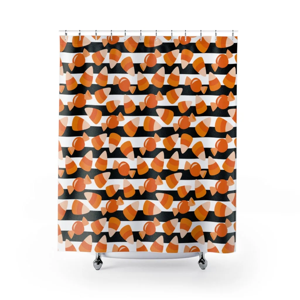 Candy Corn Black Stripes Shower Curtain