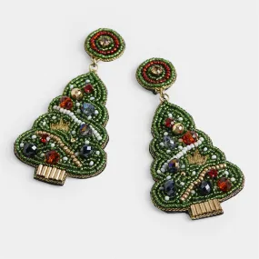 Christmas Tree Beaded Earrings