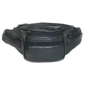 CTM® Leather 6 Pocket Fanny Waist Pack