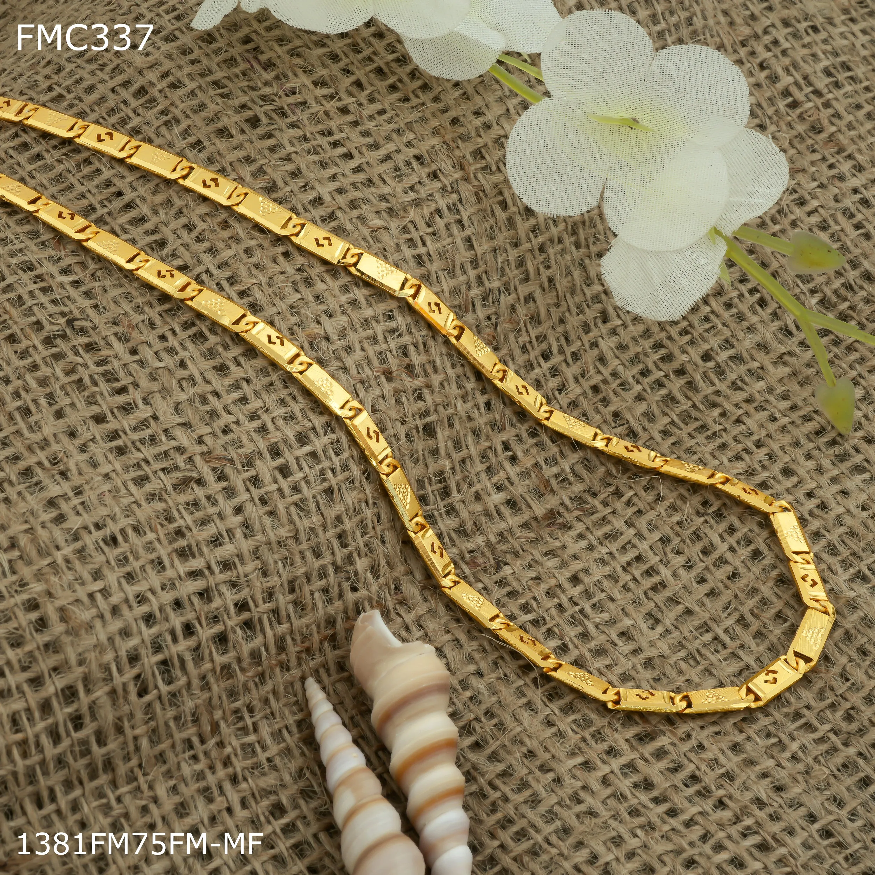 Freemen Box cut nawabi golden chain For Men - FMC337