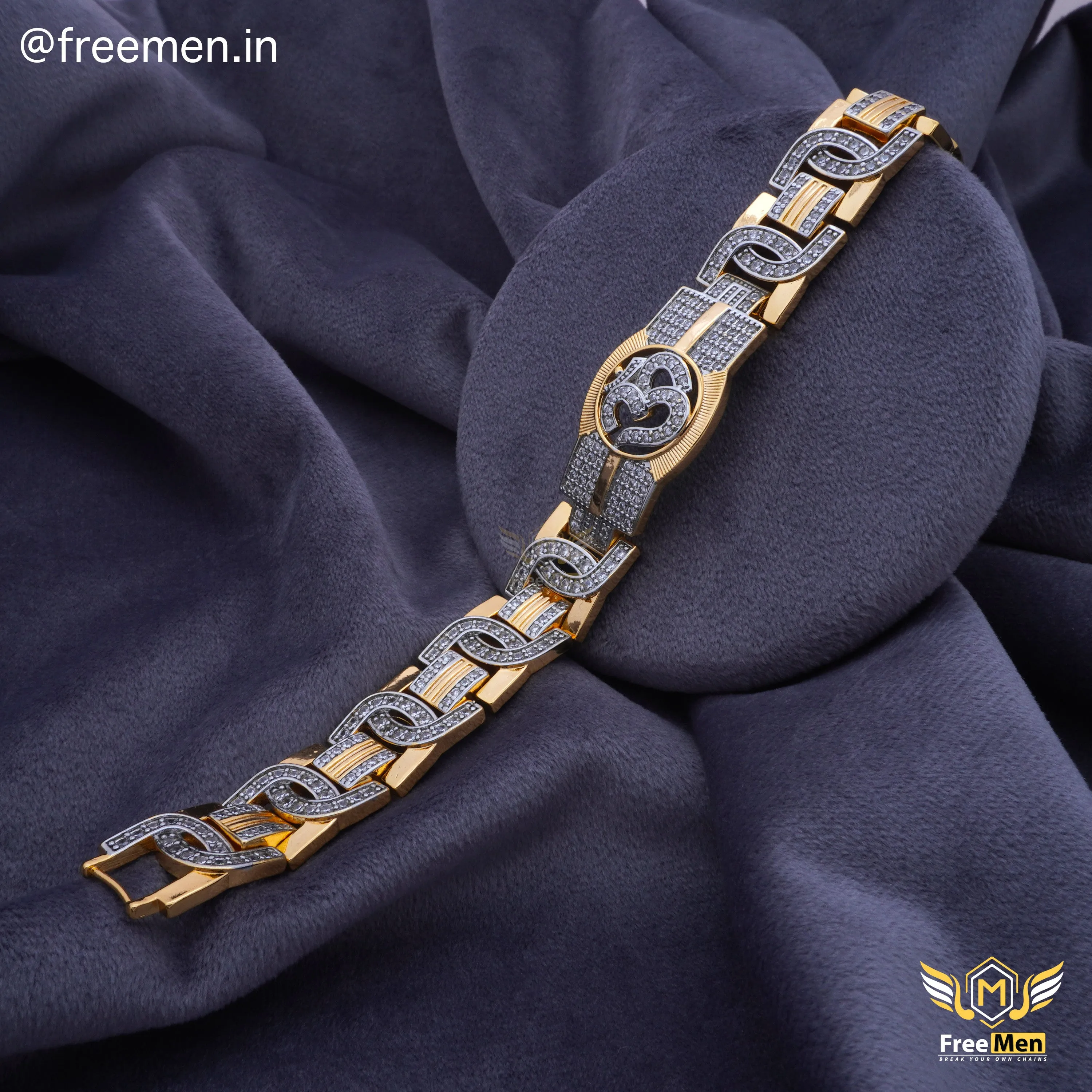 Freemen Designer Golden OM  AD Bracelet for Men - FM120