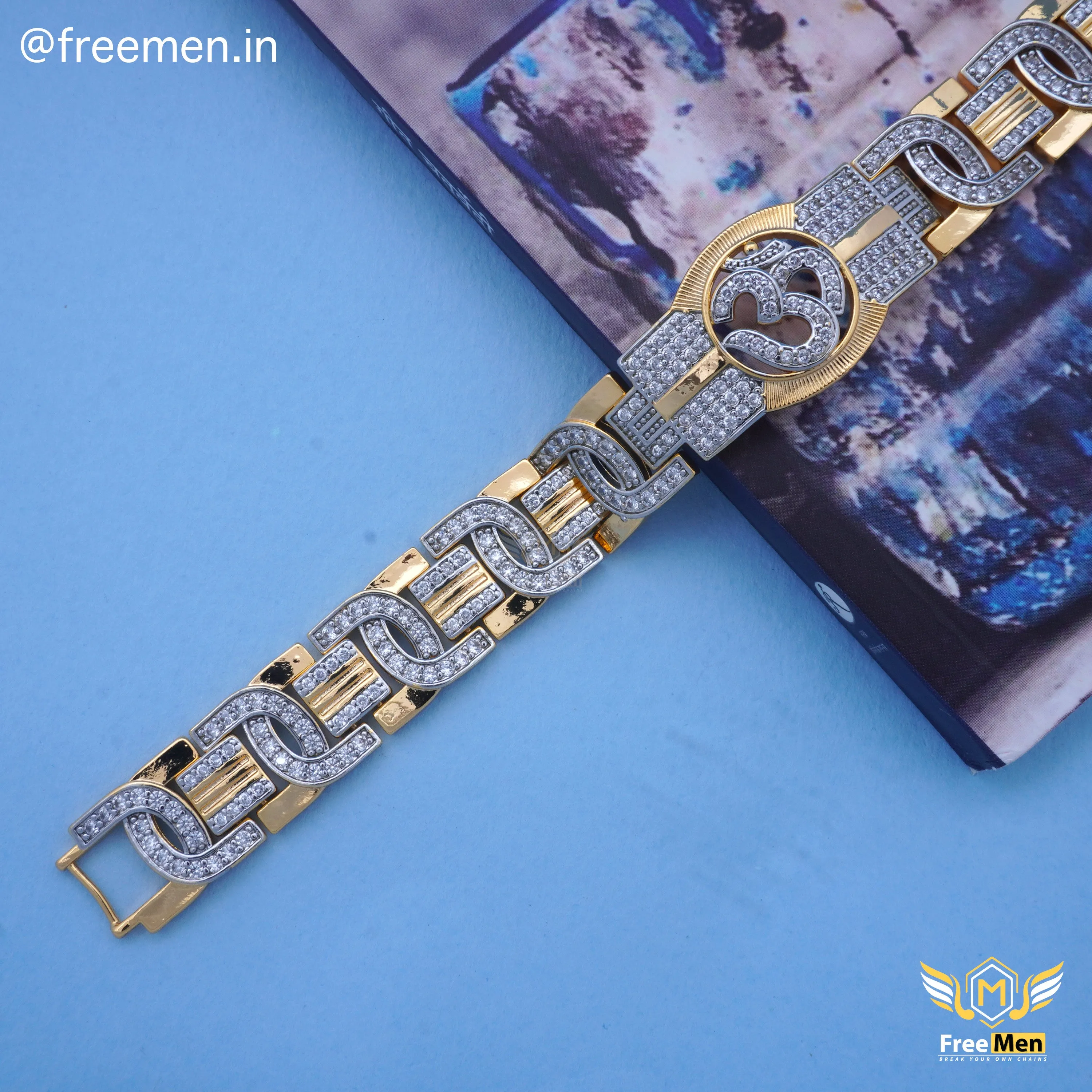 Freemen Designer Golden OM  AD Bracelet for Men - FM120