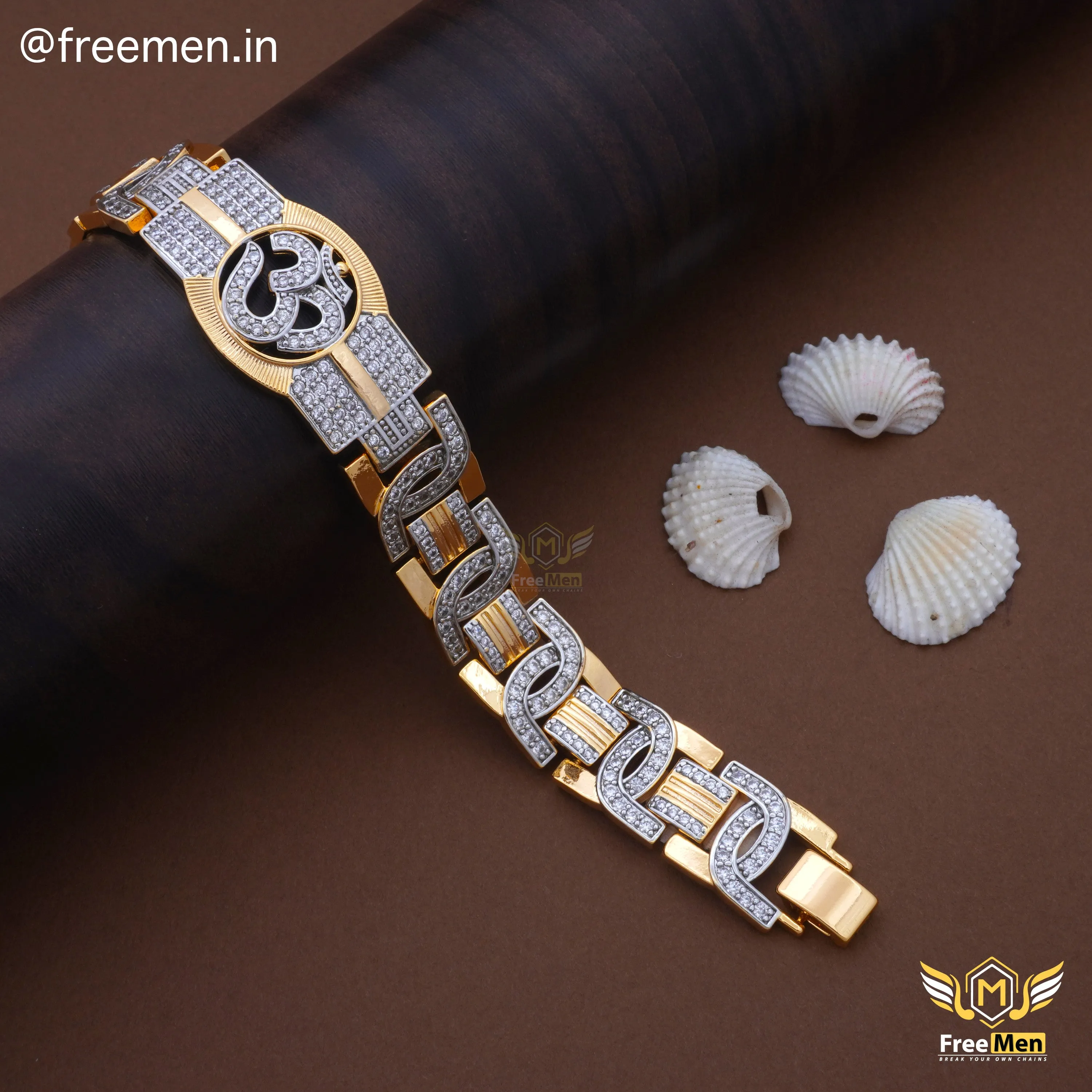 Freemen Designer Golden OM  AD Bracelet for Men - FM120