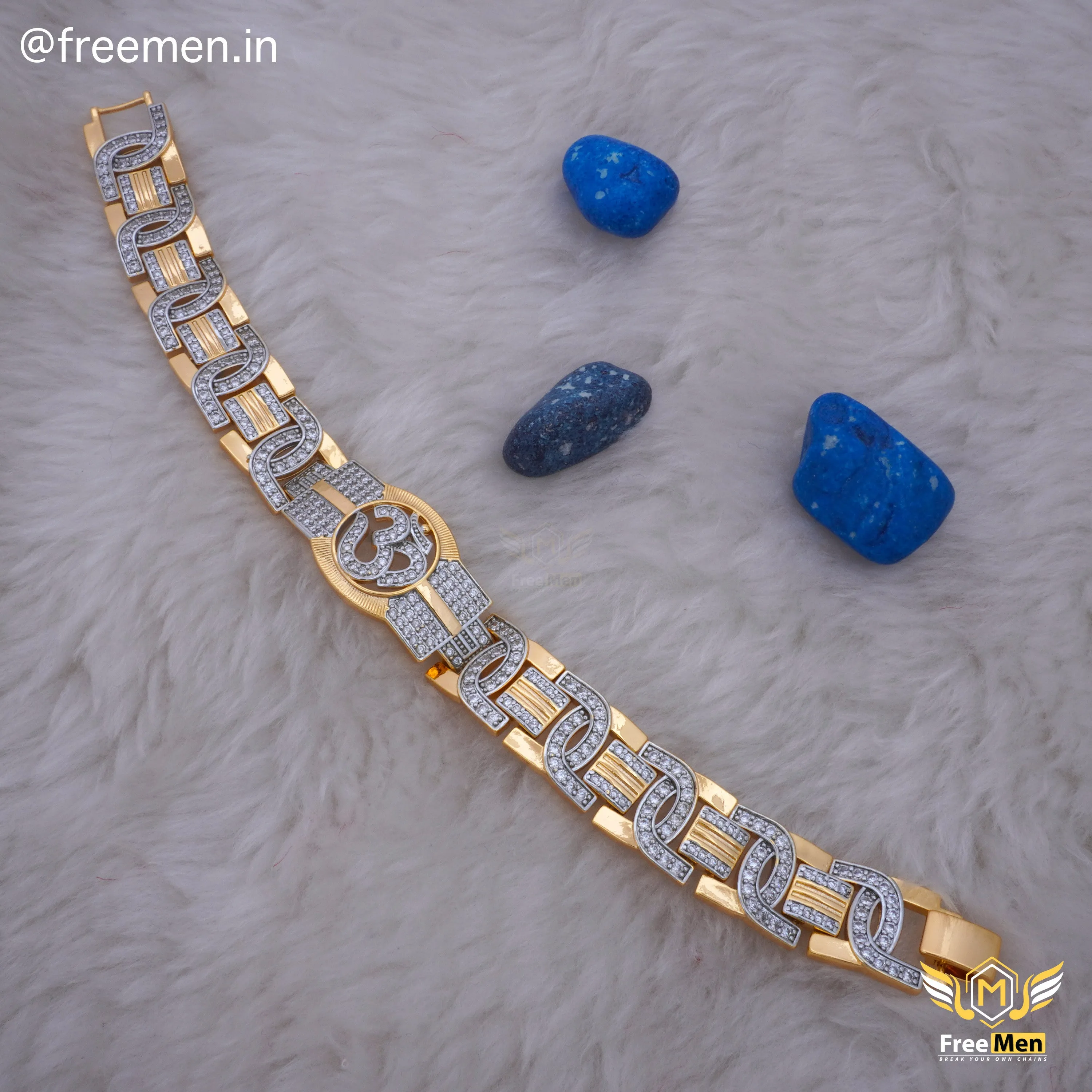 Freemen Designer Golden OM  AD Bracelet for Men - FM120