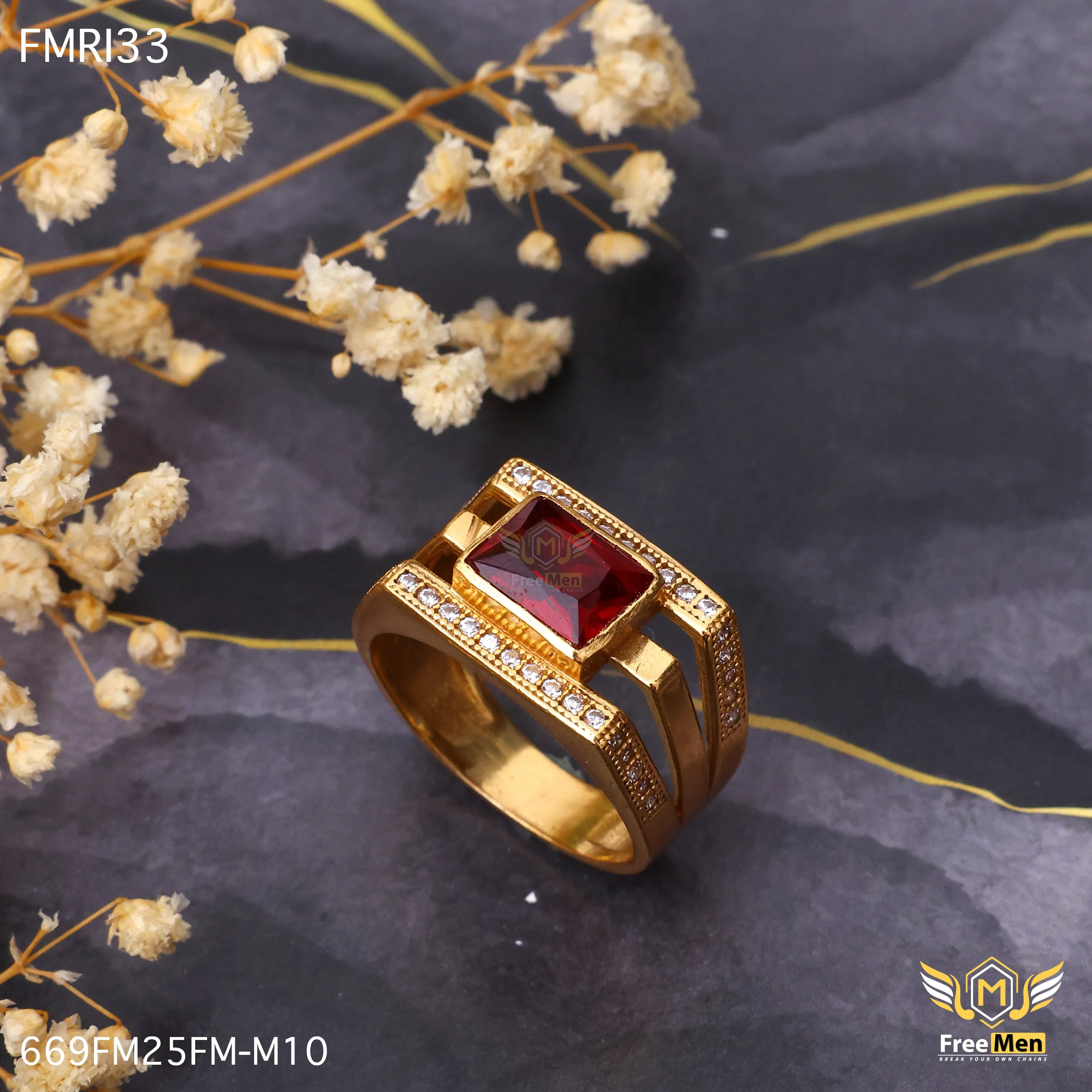 Freemen Girdle Red AD Design Golden Ring - FMRI33