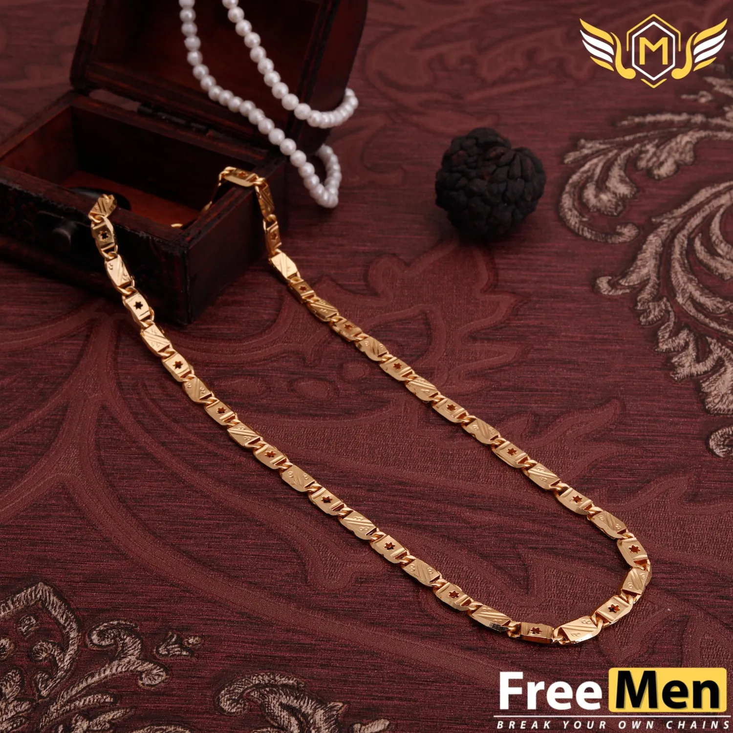 FreeMen Gold plated Biscuit chain for Men