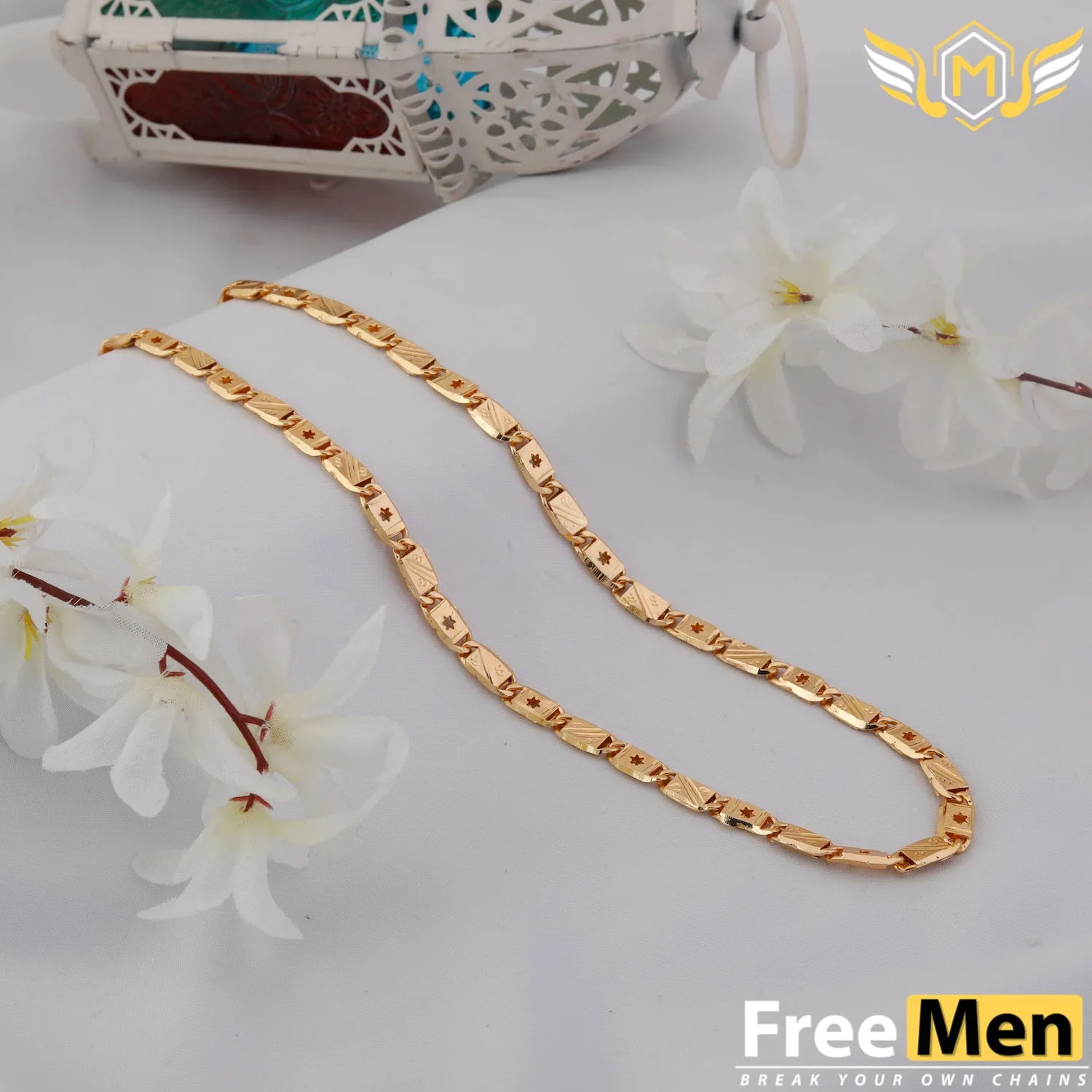 FreeMen Gold plated Biscuit chain for Men