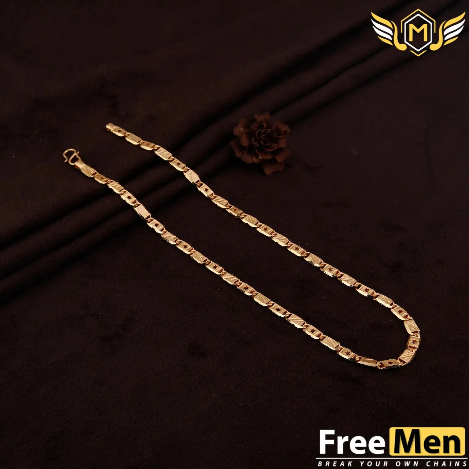 FreeMen Gold plated Biscuit chain for Men