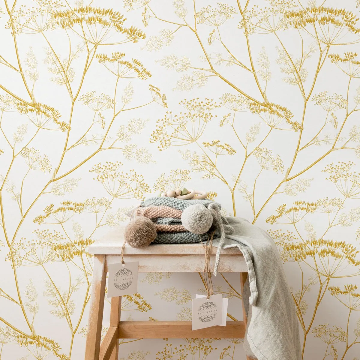 Golden Yellow Botanical Wildflower Wallpaper