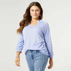 Grace Long Tierred Sleeve Top - Soft Lilac