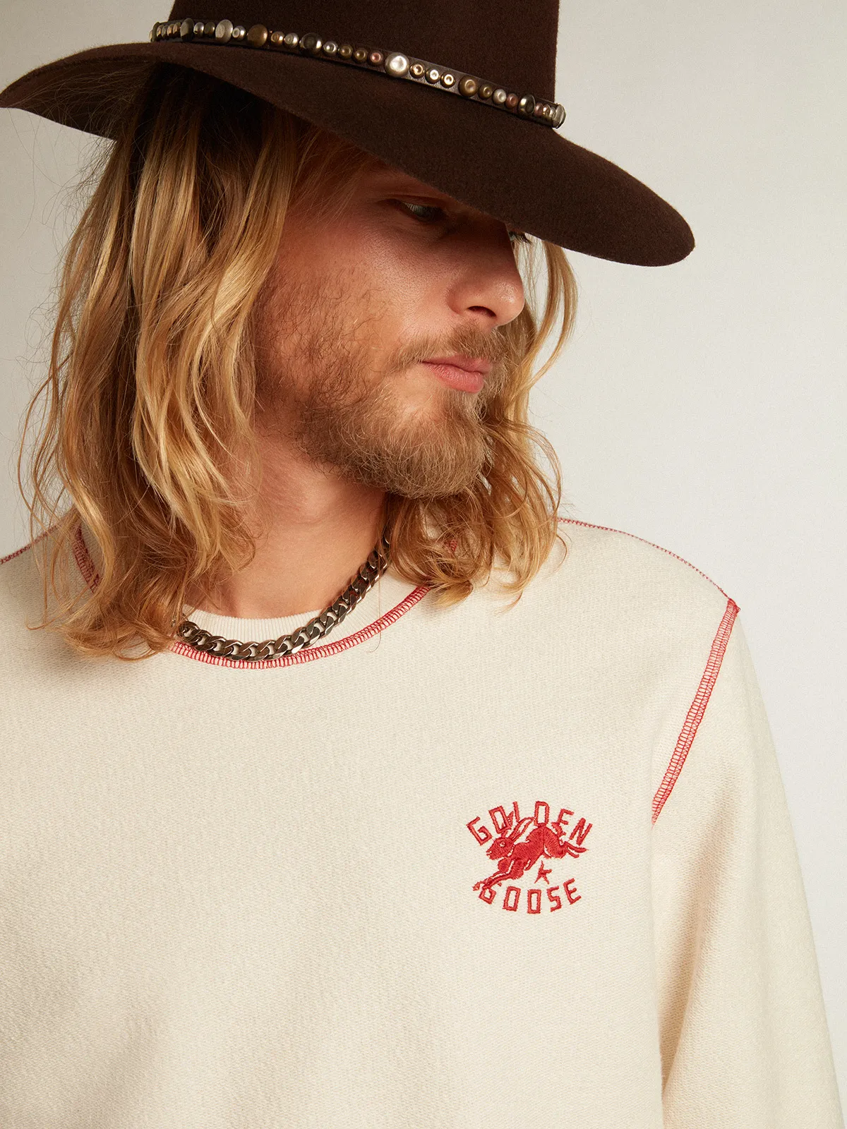 Men’s heritage white sweatshirt with CNY logo