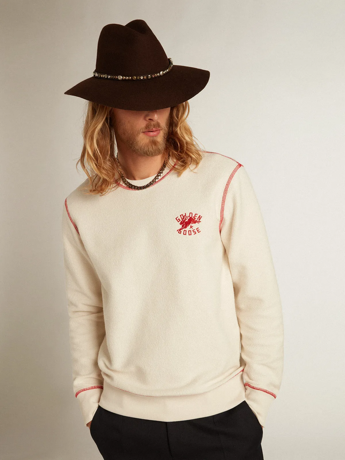 Men’s heritage white sweatshirt with CNY logo