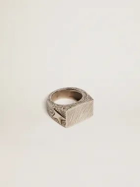 Men's silver color square ring