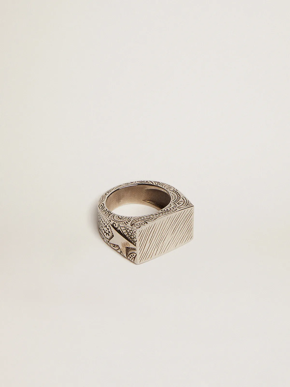 Men's silver color square ring