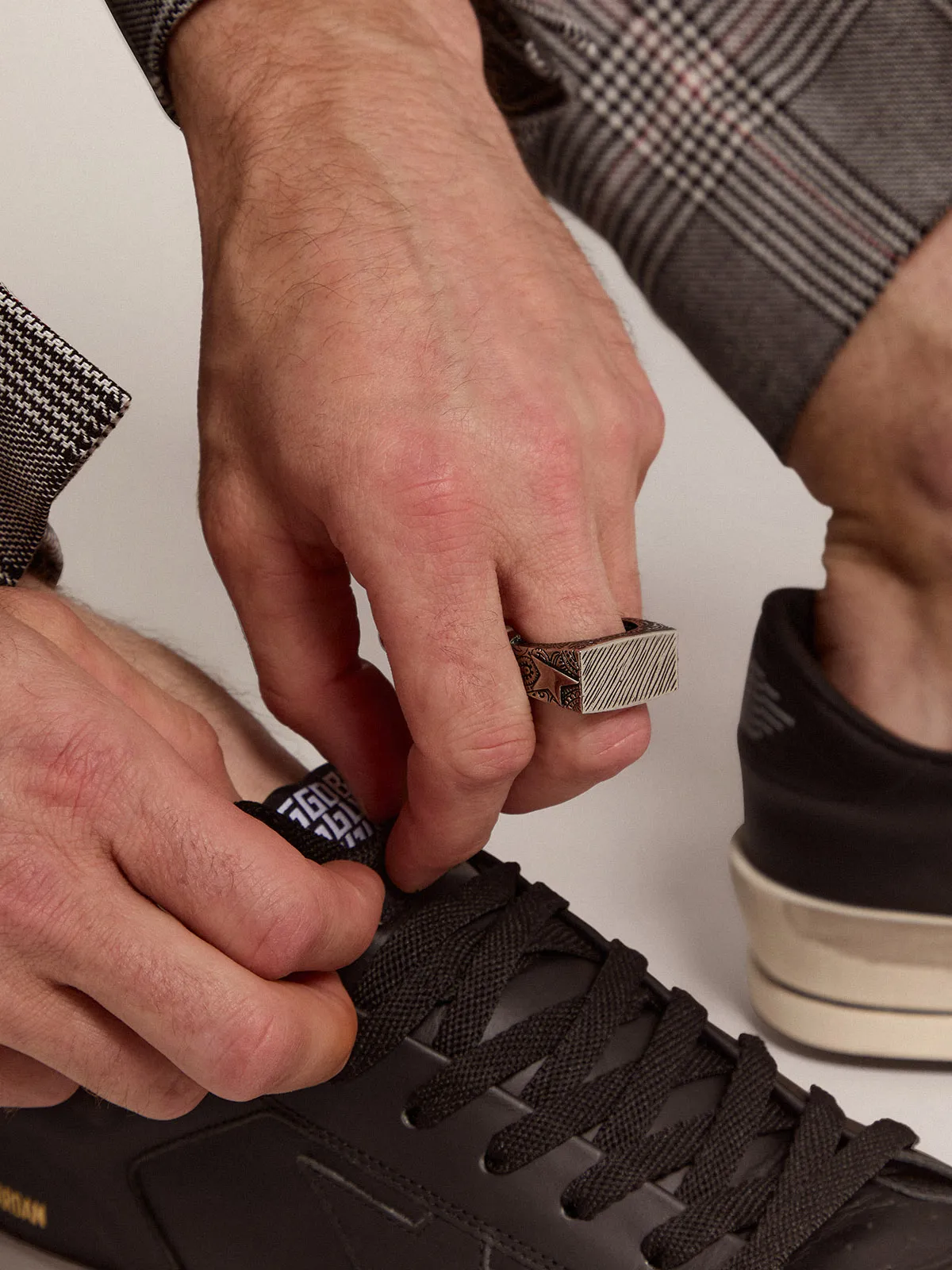 Men's silver color square ring