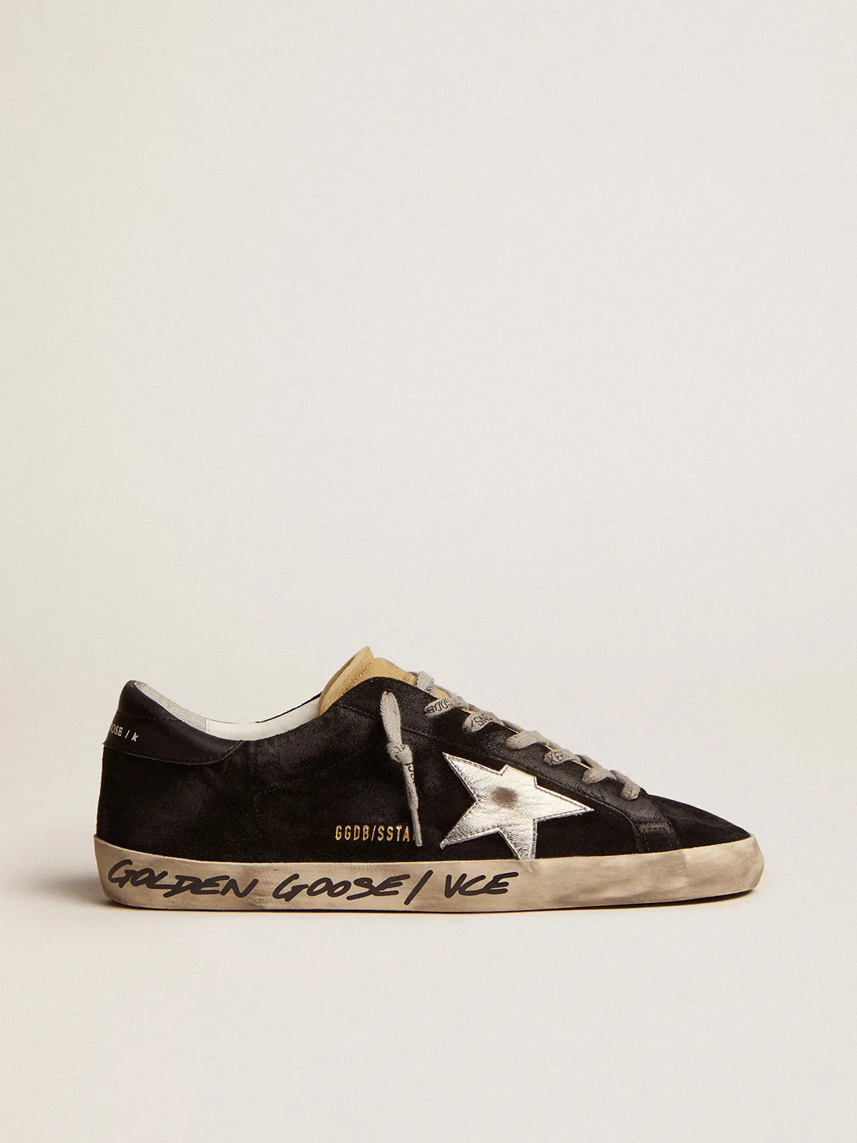 Men's Super-Star in black suede with silver laminated leather star