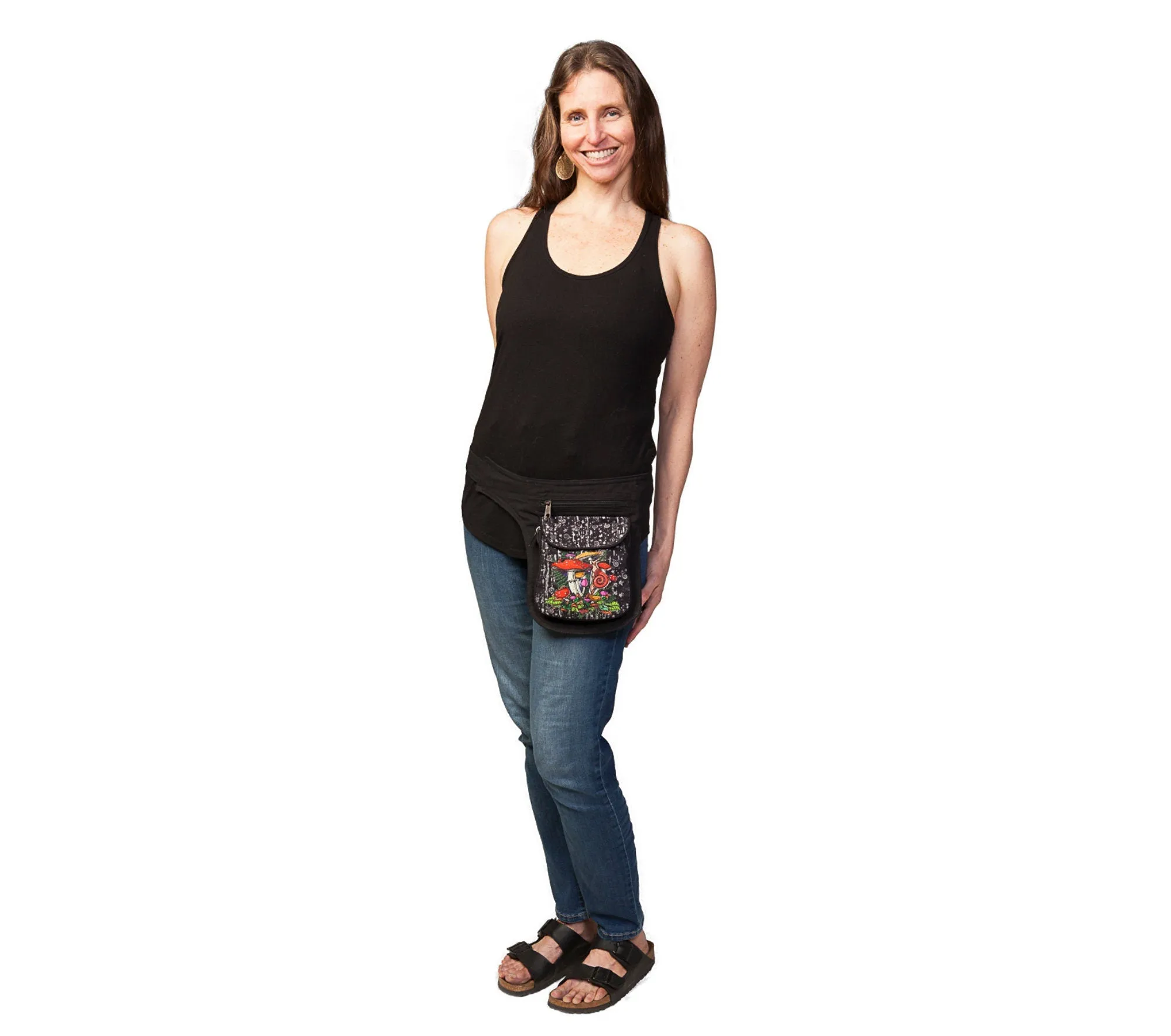 Mushroom Fanny Pack, Magical Hip Pack, 100% cotton, Two Pockets, Festival Bag