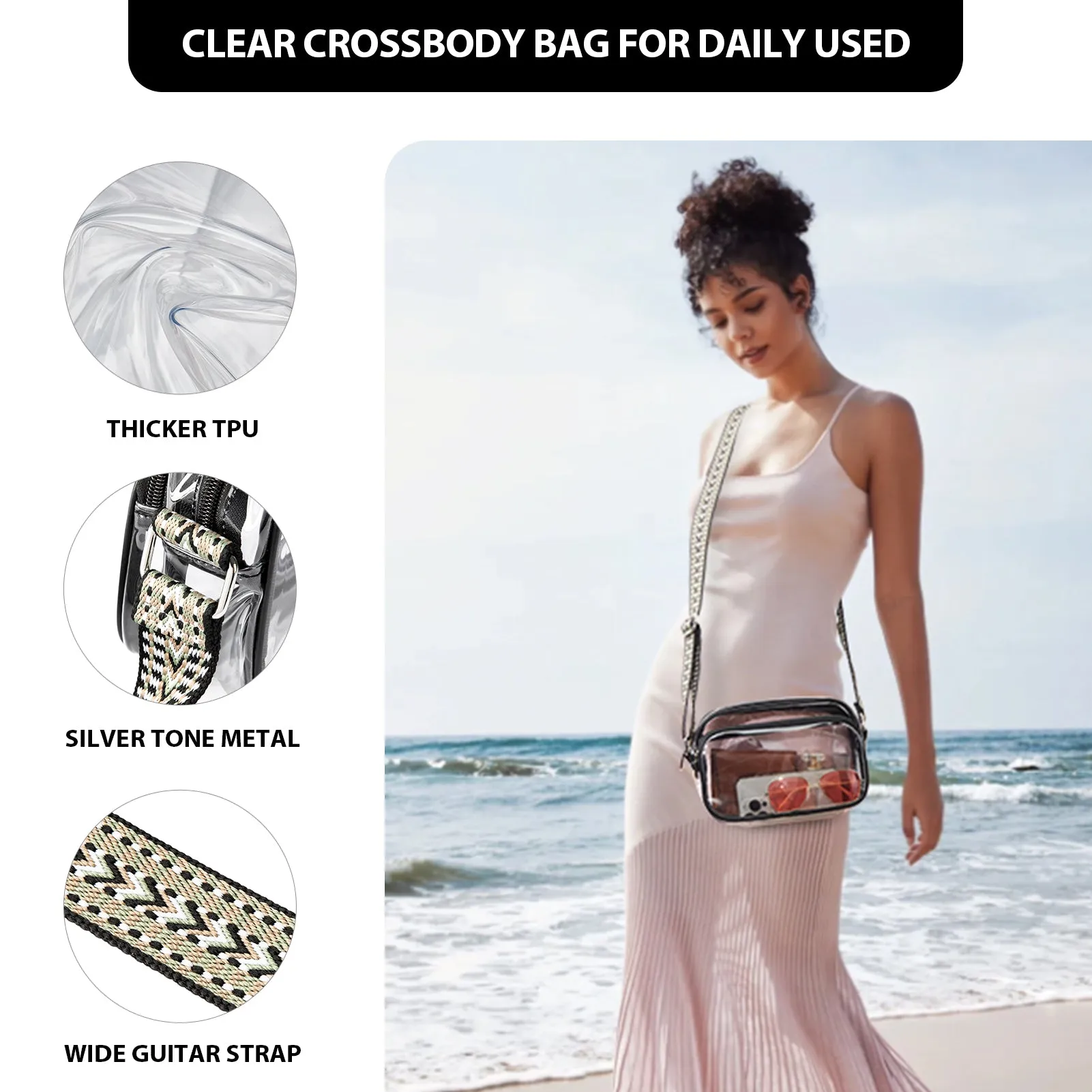 Nola Clear Stadium-Approved Crossbody Bags for Women