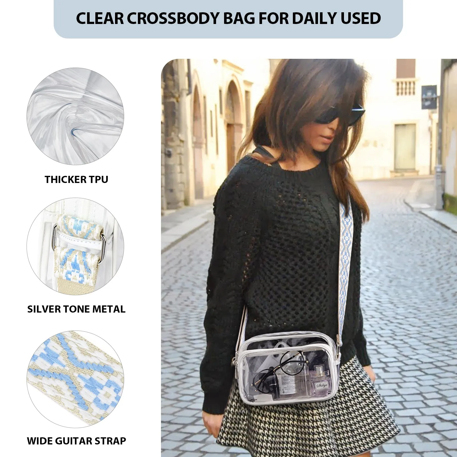 Nola Clear Stadium-Approved Crossbody Bags for Women