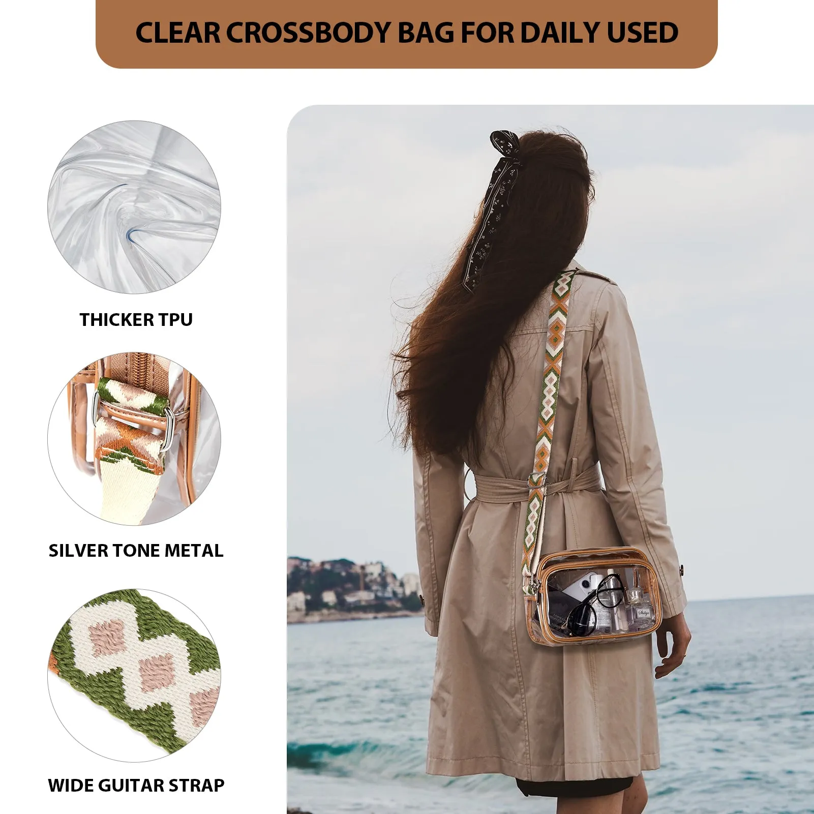 Nola Clear Stadium-Approved Crossbody Bags for Women