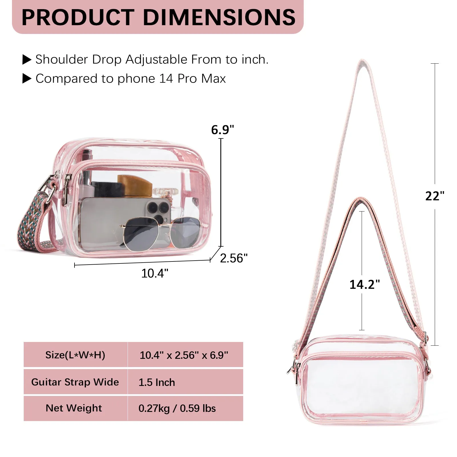 Nola Clear Stadium-Approved Crossbody Bags for Women