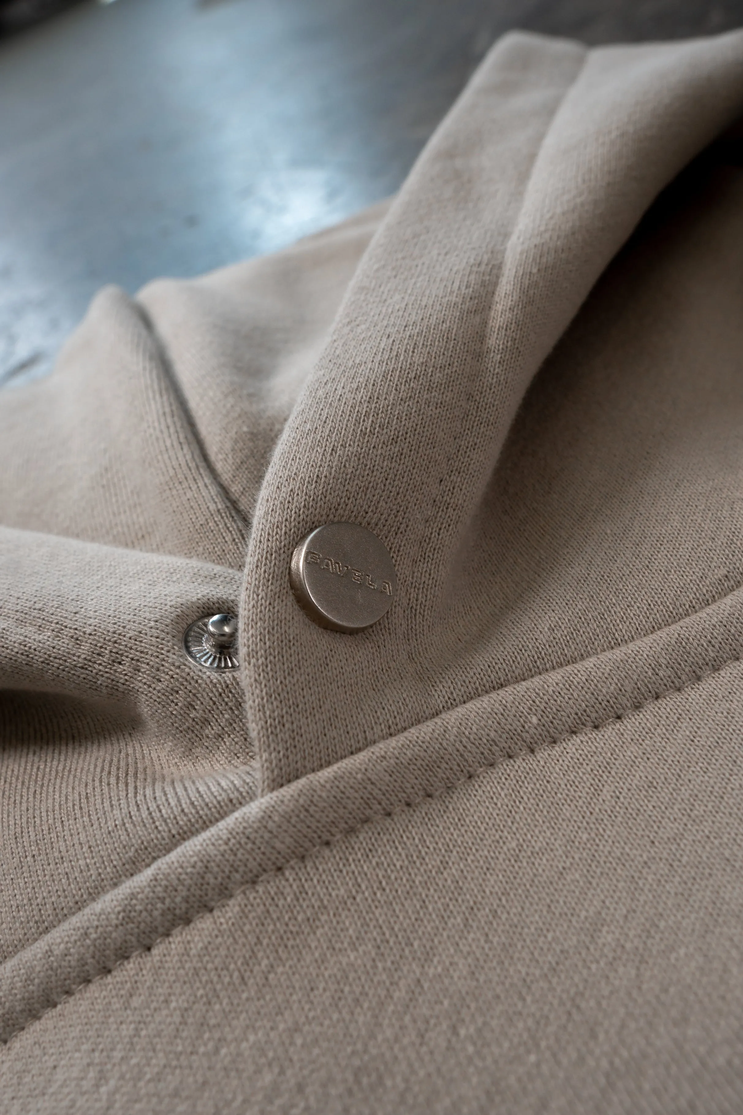 SS23 TAUPE SNAP BUTTON HOODIE