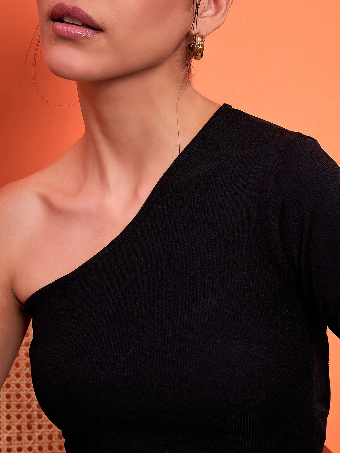 Stretchable Ribbed Top with Back Cut Outs