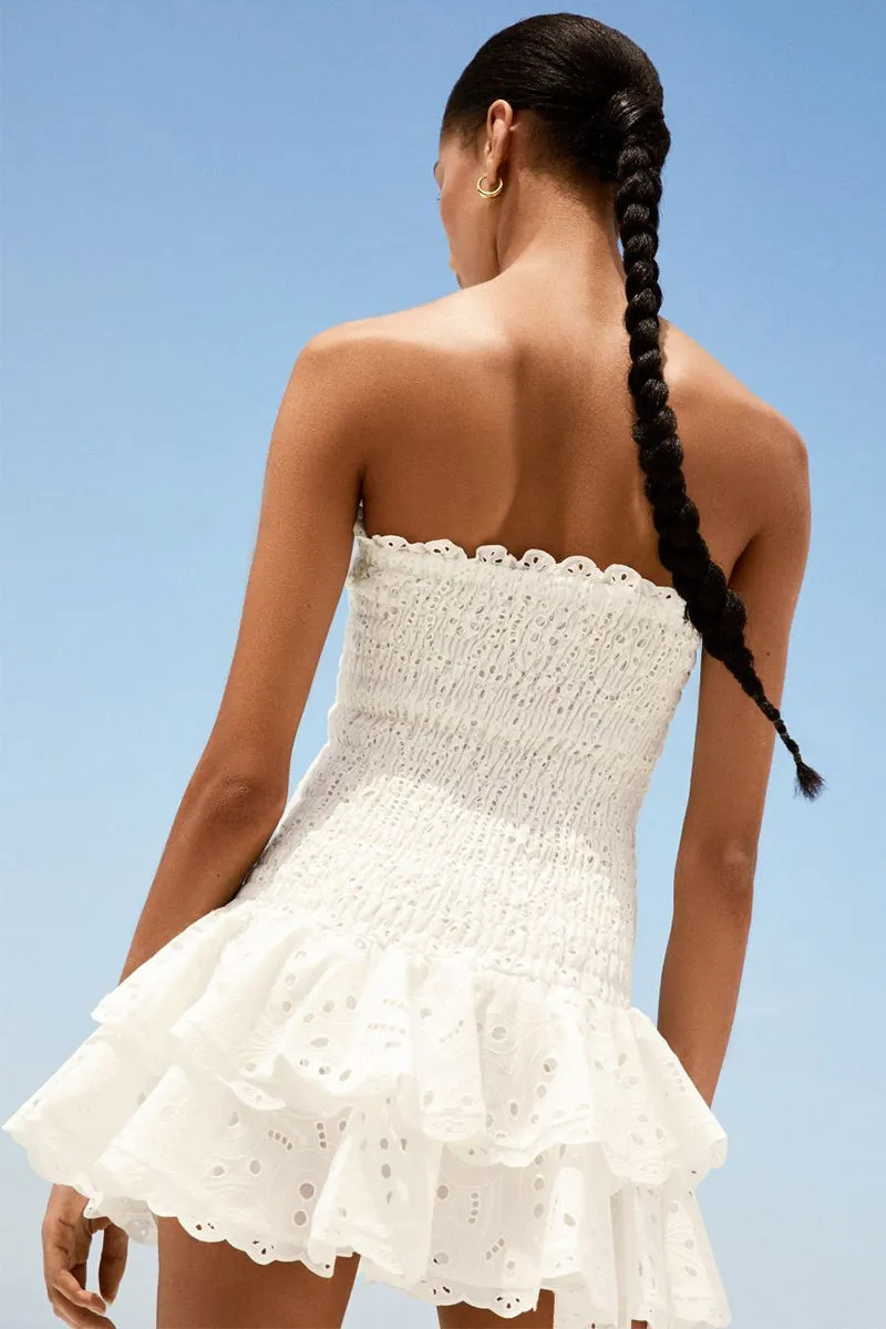 Vacay Season Eyelet Strapless Mini Dress