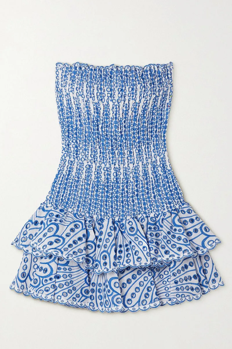 Vacay Season Eyelet Strapless Mini Dress