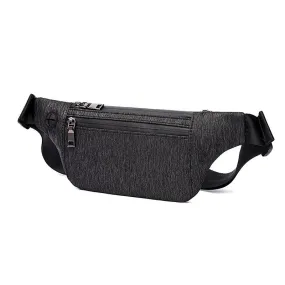 Waist Bag Fanny Pack Slim Soft Canvas Hip Pack for Man (Black)