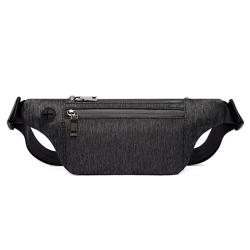 Waist Bag Fanny Pack Slim Soft Canvas Hip Pack for Man (Black)